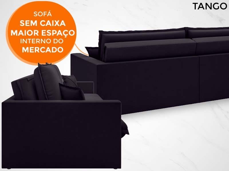 Sofá Tango 1,80M Sem Caixa, Retrátil e Reclinável Velosuede Preto - Netsofás - 3