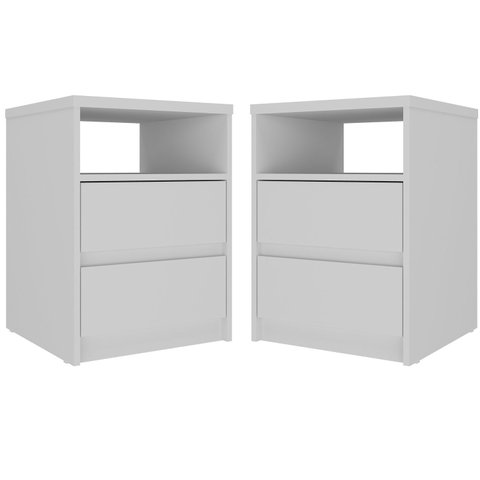 Conjunto com 2 Mesas de Cabeceira Mdf Gales Branco