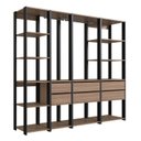 Ver imagem 2 de Guarda Roupa Closet 4 Peças com 2 Cabideiros 6 Gavetas e 11 Nichos Easy Marrom/Preto/Montana
