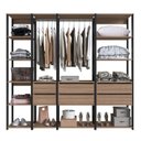 Ver imagem 3 de Guarda Roupa Closet 4 Peças com 2 Cabideiros 6 Gavetas e 11 Nichos Easy Marrom/Preto/Montana
