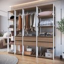 Ver imagem 1 de Guarda Roupa Closet 4 Peças com 2 Cabideiros 6 Gavetas e 11 Nichos Easy Marrom/Branco/Montana