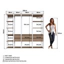 Ver imagem 6 de Guarda Roupa Closet 4 Peças com 2 Cabideiros 6 Gavetas e 11 Nichos Easy