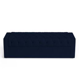 Calçadeira Báu Casal Padrão Atena 140cm Capitonê Suede Azul Marinho - Desk Design - 6