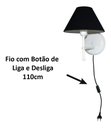 Ver imagem 2 de Arandela De Parede em Alumínio e Cúpula de Algodão Para Sala, Quarto Cabeceira De Cama - Branco e Cú