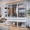 Ver imagem 1 de Guarda Roupa Closet 4 Peças com 2 Cabideiros 6 Gavetas e 11 Nichos Easy Branco