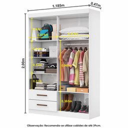 Guarda Roupa Casal Lu 4 Portas 2 Gavetas Carioca Móveis - 5