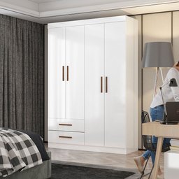 Guarda Roupa Casal Lu 4 Portas 2 Gavetas Carioca Móveis - 1