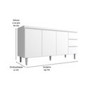 Ver imagem 2 de Balcão Gabinete para Pia Andreia sem Tampo 150cm 3 Portas 3 Gavetas Branco