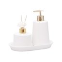 Ver imagem 2 de Jogo Banheiro Lavabo Porcelana Aromatizador Difusor Bandeja / Kb-801 PGB 3 Peças