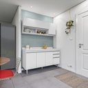 Ver imagem 1 de Cozinha Compacta Ayla 150cm 6 Portas 2 Gavetas com Tampo Branco Maderatto Móveis