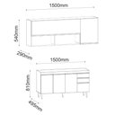 Ver imagem 2 de Cozinha Compacta Ayla 150cm 6 Portas 2 Gavetas com Tampo Branco Maderatto Móveis