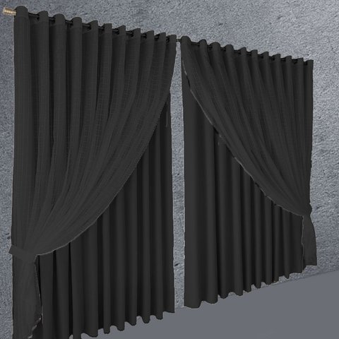 Cortina Blackout Roma em Tecido 6,00 X 2,80 C/voal Preto