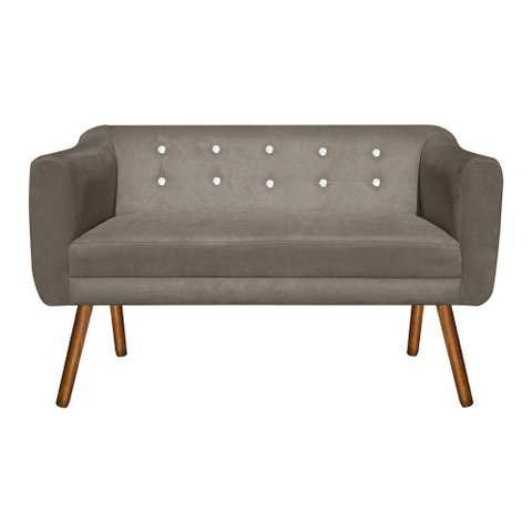 Sofá Retrô Namoradeira Julia 2 Lugares Suede Marrom Rato com Strass - D\'rossi