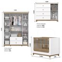 Ver imagem 3 de Conjunto Quarto de Bebê Completo Berço Mini Cama 2 em 1 com Cantos Arredondados + Cômoda + Guarda-Roupa com Frentes em MDF e Usinagem com Vidro Branco/Jequitibá HP Aconchego