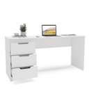 Ver imagem 3 de Mesa Escrivaninha Madri Escritório 3 Gavetas 163x77cm Branco 250705