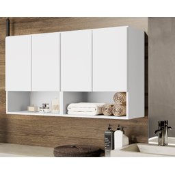 Armario Aéreo Organizador Multiuso Quarto Sala Bela 4 Portas:branco - 4
