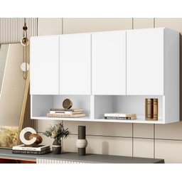 Armario Aéreo Organizador Multiuso Quarto Sala Bela 4 Portas:branco - 2