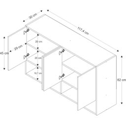 Armario Aéreo Organizador Multiuso Quarto Sala Bela 4 Portas:branco - 6