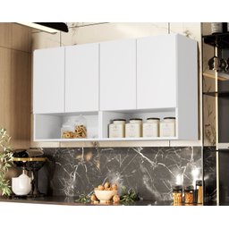 Armario Aéreo Organizador Multiuso Quarto Sala Bela 4 Portas:branco - 3