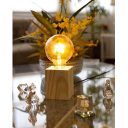Abajur Mini Cubo De Madeira Luminária Decorativa - 4