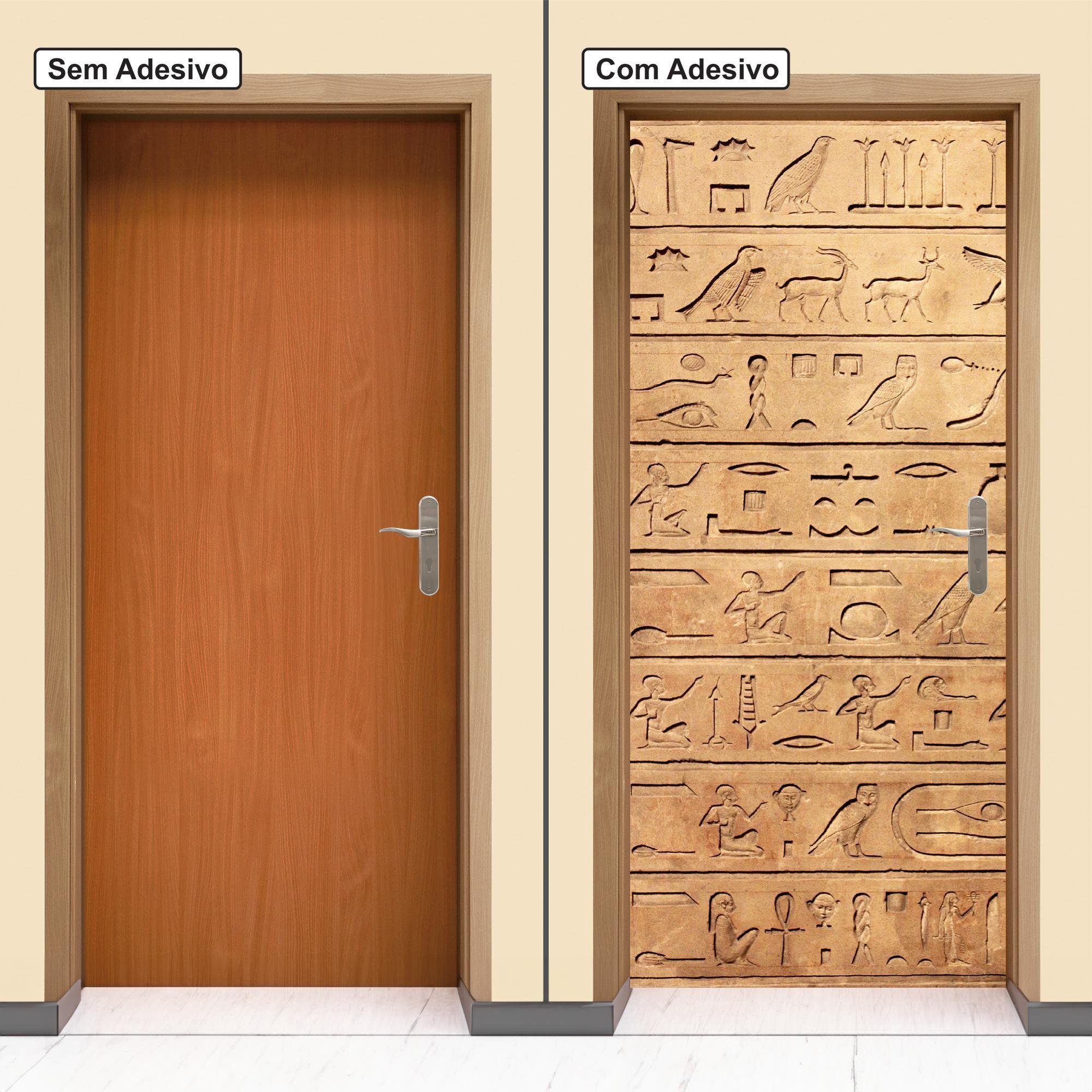 Adesivo Decorativo Porta Hieróglifo Egípcios Egito Antigo - 2
