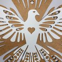 Ver imagem 3 de Enfeite de Parede Símbolo Pomba Espirito Santo (30x30)- Branco/mdf Cru