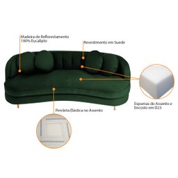 Sofá Curvo 2 Lugares Orgânico Sala Recepção Escritório Decorativo Luxo Panamá 140cm Suede - 4