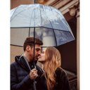 Ver imagem 2 de Guarda Chuva Longo com Cabo Curvo Sombrinha Transparente e Preta Fazzoletti