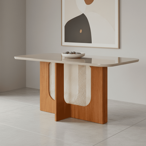 Mesa para Sala de Jantar 160cm Louise Marrom/Cinamomo/Off White