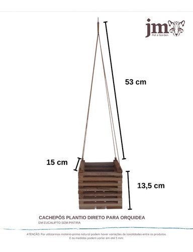 Cachepô Orquídea Pendurar Plantio Direto 15x15 sem Verniz - 2