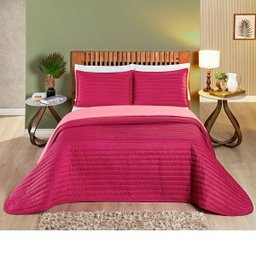 Cobre Leito Cama Casal 3 peças Colcha 200 fios Dupla Face Colors: Camafeu/ Palha - 7