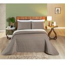 Ver imagem 1 de Cobre Leito Cama Casal 3 peças Colcha 200 fios Dupla Face Colors: Camafeu/ Palha