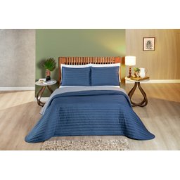 Cobre Leito Cama Casal 3 peças Colcha 200 fios Dupla Face Colors: Camafeu/ Palha - 9
