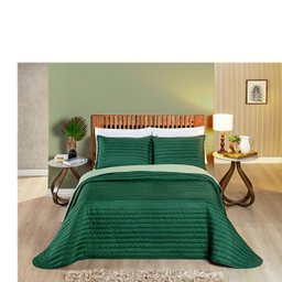 Cobre Leito Cama Casal 3 peças Colcha 200 fios Dupla Face Colors: Camafeu/ Palha - 8