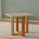 Ver imagem 1 de Mesa para Sala de Jantar Quadrada com Vidro 95cm Flora Marrom/Cinamomo/Off White