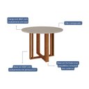 Ver imagem 4 de Mesa para Sala de Jantar com Vidro Redonda 1090cm Flora Marrom/Cinamomo/Off White