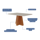 Ver imagem 4 de Mesa para Sala de Jantar 130cm Maite Marrom/Cinamomo/Off White