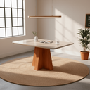 Ver imagem 1 de Mesa para Sala de Jantar 130cm Maite Marrom/Cinamomo/Off White
