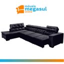 Ver imagem 2 de Sofá Canto Chaise Retrátil Reclinável 7lugares Preto Megasul