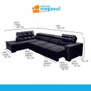 Ver imagem 4 de Sofá Canto Chaise Retrátil Reclinável 7lugares Preto Megasul