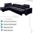 Ver imagem 3 de Sofá Canto Chaise Retrátil Reclinável 7lugares Preto Megasul