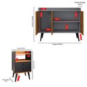 Ver mais imagens de Kit Aparador Buffet Wood New Cinza Ripado e Mesa de Cabeceira Dream 2 Gavetas Preto|Cinamomo