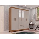 Ver imagem 7 de Guarda-roupa Casal 6 Portas 2 Gavetas com Espelho Estrela Premium Salleto Cinamomo/off White