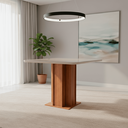 Ver imagem 1 de Mesa para Sala de Jantar 95cm Tampo MDF/Vidro Sophia Marrom/Cinamomo/Off White