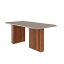Ver imagem 3 de Mesa de Jantar 6 Lugares Tampo de Vidro/MDF 180cm Retangular Ester Marrom/Cinamomo/Off White