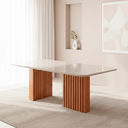 Ver imagem 1 de Mesa de Jantar 6 Lugares Tampo de Vidro/MDF 180cm Retangular Ester Marrom/Cinamomo/Off White