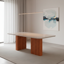 Ver imagem 1 de Mesa de Jantar 6 Lugares Tampo de Vidro/MDF 210cm Retangular Ester Marrom/Cinamomo/Off White
