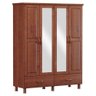 Roupeiro Finestra Bronze 4 Portas 2 Gavetas c/ Espelho Imbuia - 1