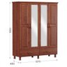 Roupeiro Finestra Bronze 4 Portas 2 Gavetas c/ Espelho Imbuia - 2