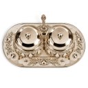 Ver imagem 5 de Porta Geleia Metal e Vidro Prata com Detalhes Brancos Bandeja: C: 27cm L: 15cm | D: 10cm a: 9cm